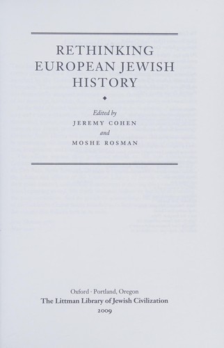 Cover of Rethinking European Jewish History
