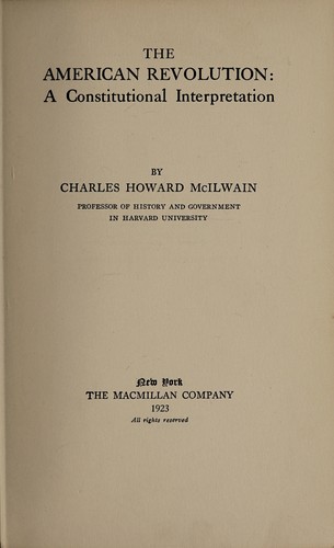 Cover of The American Revolution: A Constitutional Interpretation