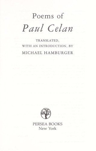 Cover of Poems of Paul Celan
