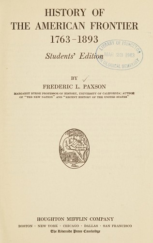 Cover of History of the American Frontier