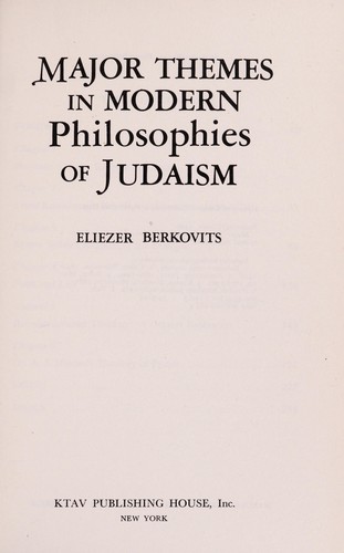 Cover of Major Themes in Modern Philosophies of Judaism