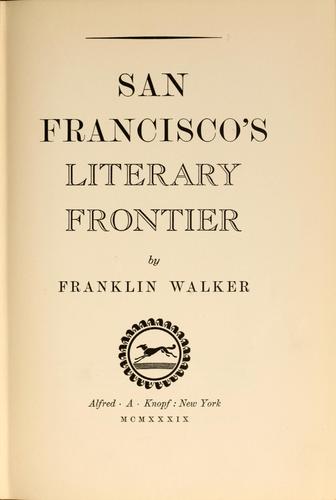 Cover of San Francisco’s Literary Frontier
